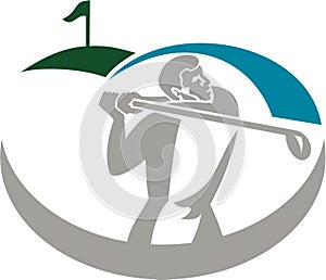 Golfer Tee Off Golf Retro