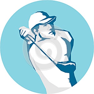 Golfer Tee Off Golf Stencil