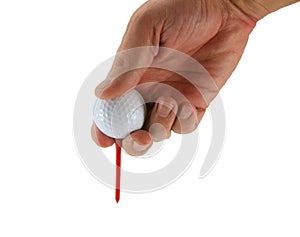 Golfer Teeing Ball