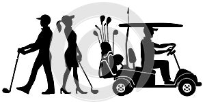 Golfers male female disabled toilet silhouette illustration photo