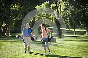Golfers talking on the course photo