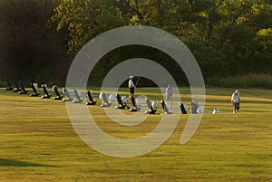 Golfers warming up