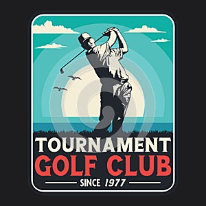 Golfing Emblem Patch Logo Poster Label Vector Illustration Retro Vintage Badge Sticker And T-shirt Design