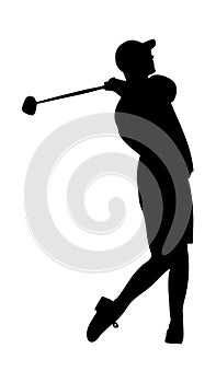 Golfing guy swinging a golf club silhouette