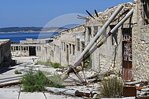 Ruins of the Goli otok prison in Croatia photo