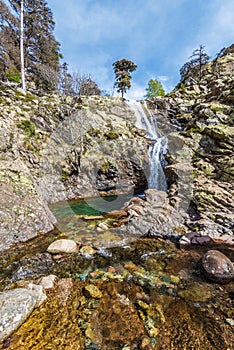 Golo river stream and Radule waterfall in Corsica Island