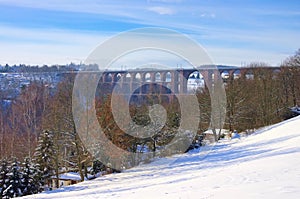 Goltzsch valley bridge in winter