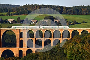 Goltzsch Viaduct, a railway bridge in Germany. It is the largest brick-built bridge in the world