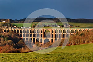 Goltzsch Viaduct, a railway bridge in Germany. It is the largest brick-built bridge in the world