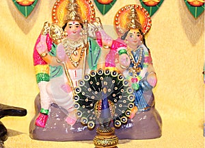 Golu arrangement of Hindu deities photo