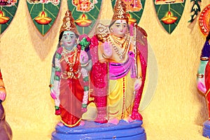 Golu arrangement of Hindu deities photo