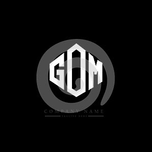 GOM letter logo design with polygon shape. GOM polygon and cube shape logo design. GOM hexagon vector logo template white and