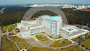 Gomel, Belarus. Aerial View OF Building Of Republican Scientific Center For Radiation Medicine And Human Ecology In