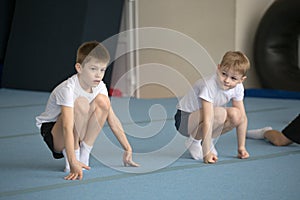 Gomel, Belarus - April 30, 2016: sports among boys and girls born in 2005-2006 freestyle. Palace of Water Sports