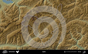 Goms outlined, Switzerland. Physical