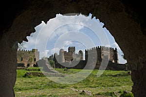 The gondar palace, through an arch ethiopia