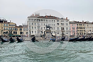 Gondola along the channel in Venice, Italy