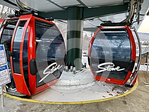 Gondola cabins at Stowe ski resort