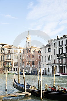 Gondola Canal Grande Venice shore