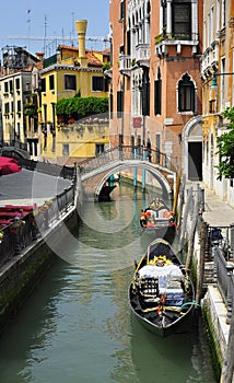 Gondola on the canal in venice, italy