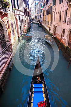 Gondola on Canal in Venice, Italy