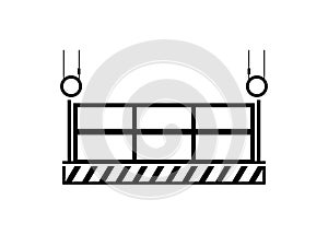 Gondola cradle. Suspended platform. Simple illustration in black and white.