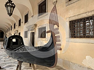 Gondola at the the Doge Palace in the city of Venice, Italy