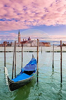 Gondola on Grand Canal in Venice, Italy.