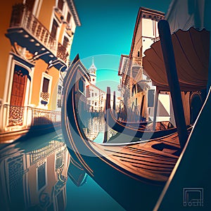 Gondola on the Grand Canal in Venice, Italy. 3d render