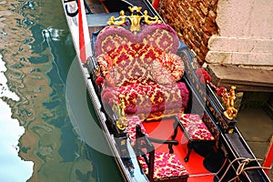 Gondola on Grand Canal in Venice, Italy. Selective focus