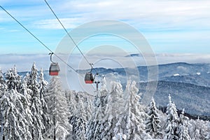 Gondola lift in a ski resort