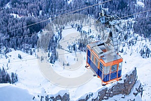Gondola lift on ski resort photo