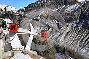 Gondola lift to the glacier Mer de Glace (\