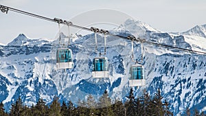 Gondola with mountains in the background