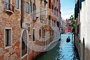Gondola on a narrow canal