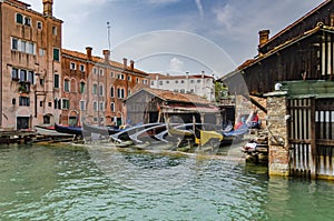 Gondola repair dock in Squero de San Trovaso