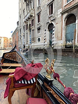 Gondola ride in Venice in a golden hour light