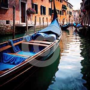 Gondola, romantic tourist canal boat in Venice italy