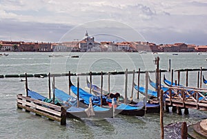 Gondola on sea at venice