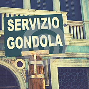 Gondola service sign photo