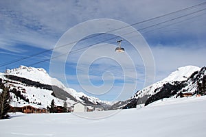 Gondola or Ski Lift in Lech, Austria at winter