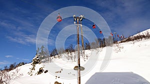 Gondola of Are Skiresort in Jamtland, Sweden in winter