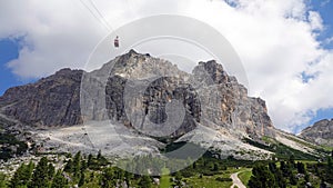 Gondola to Piccolo Lagazuoi at Passo di Falzarego, Dolomites, Italy photo