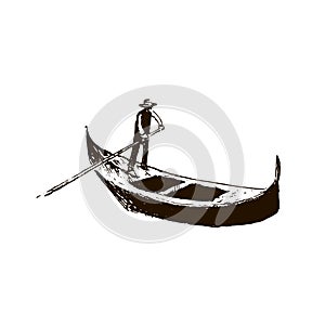 Gondola. Venice symbol. vector sketch.