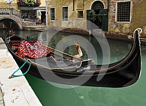 Gondola waiting for tourists in Venice