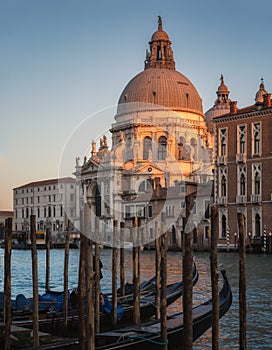 Gondolas and Basilica di Santa Maria della Salute in Venice