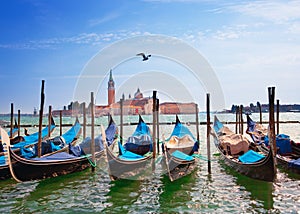 Gondolas in the Canal Grande.Italy. Venice.