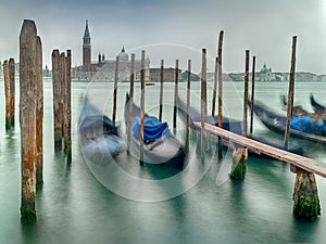 Gondolas At Dawn On The Grand Canal