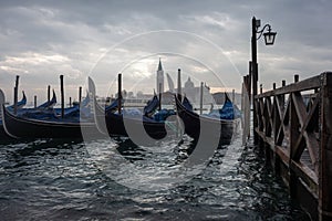 Gondolas on the Grand Canal in Venice