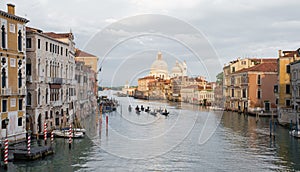 Gondolas in the Grand Canal in Venice